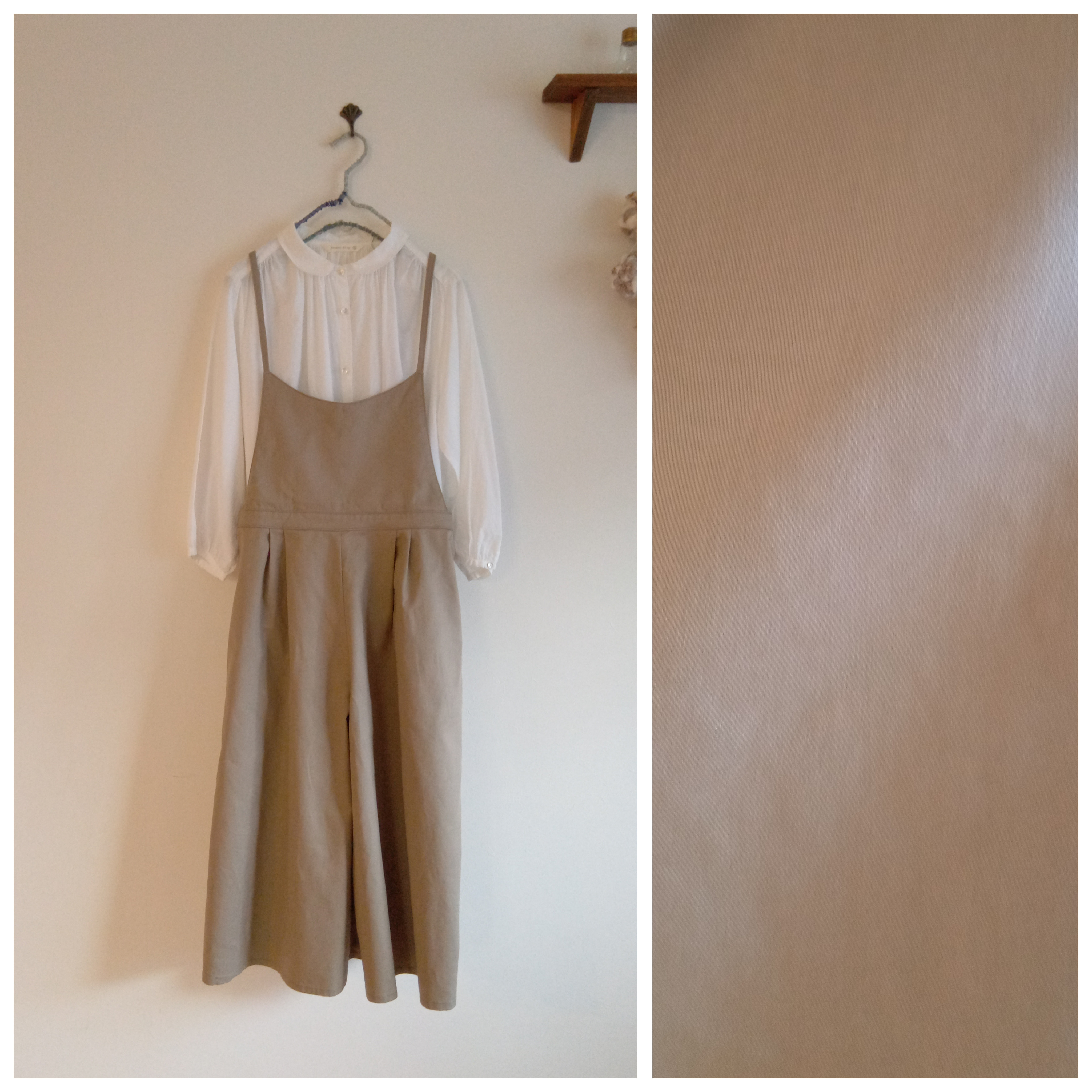 ツイルサロペットパンツベージュ