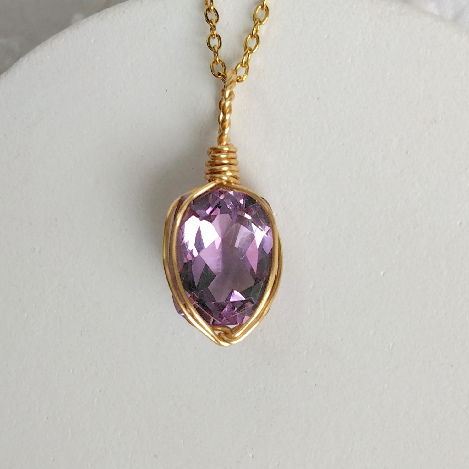 アメジスト　天然石　ワイヤーペンダント　No.P101
