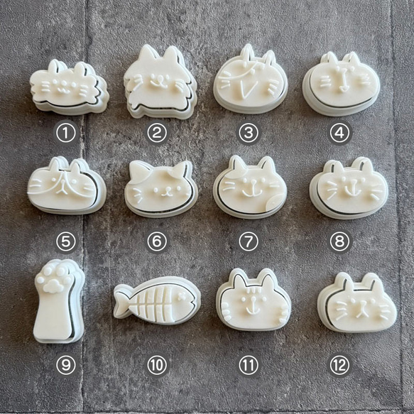 ねこねこねこ（約4㎝）選べる2個セット　クッキー型（フレーム+スタンプ×2セット） 3枚目の画像