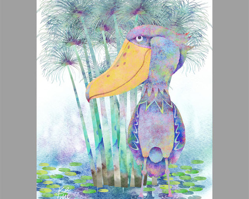 NiJi$uKe | . 『hashibiro face#3』 motif：ハシビロコウ Size