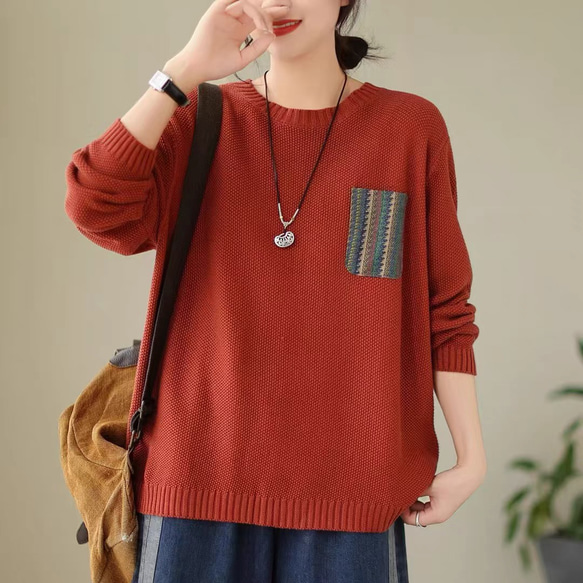 ニットトップス · レディース · 丸首· セーター· インナー·長袖