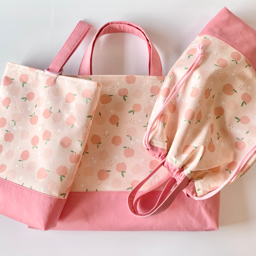 即納】ほっこり可愛い❤︎桃の入園入学3点セット ピンク 女の子