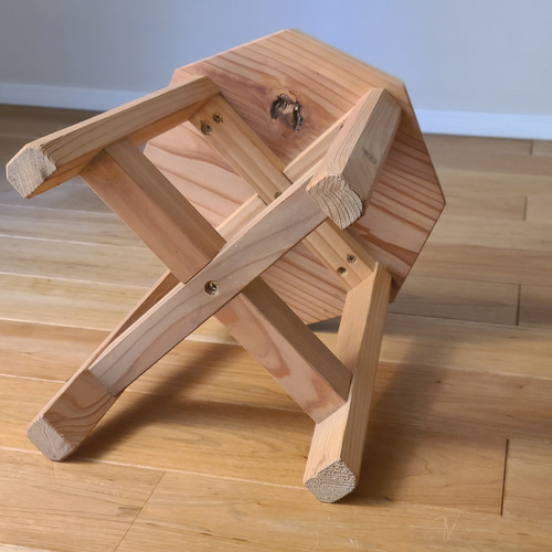 自然素材たっぷり八角形の椅子 花台 キッチン スツール インテリア雑貨