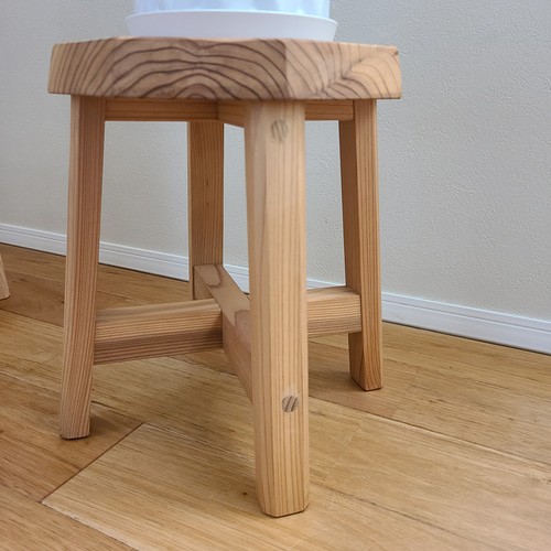 自然素材たっぷり八角形の椅子 花台 キッチン スツール インテリア雑貨