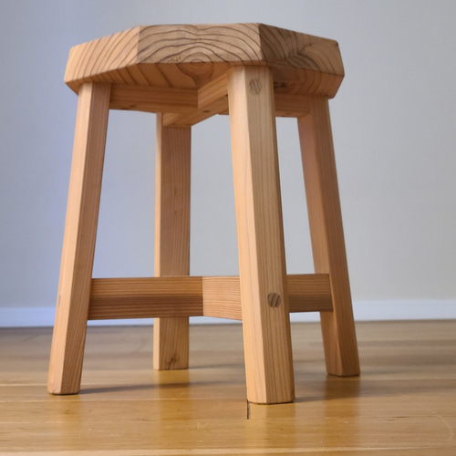 自然素材たっぷり八角形の椅子 花台 キッチン スツール インテリア雑貨