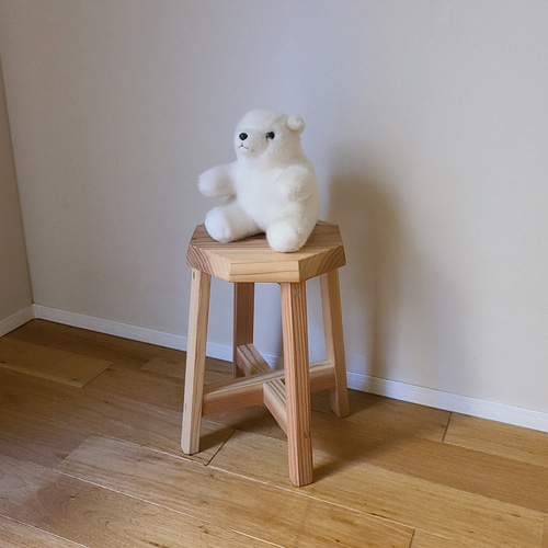 自然素材たっぷり八角形の椅子 花台 キッチン スツール インテリア雑貨