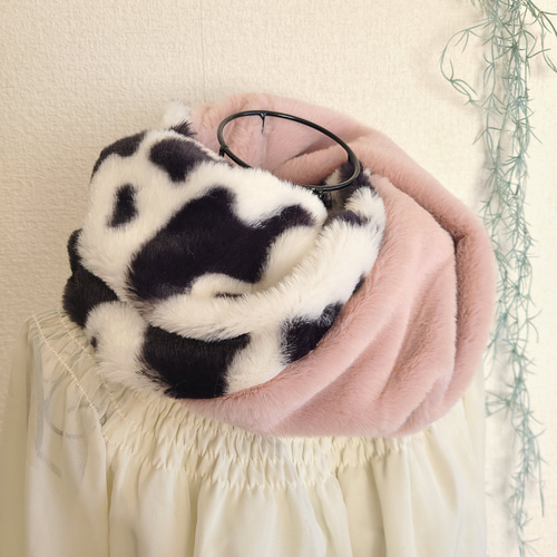 牛柄のスヌード【ワイド】ピンクラビット☆Lucina☆ スヌード Lucina