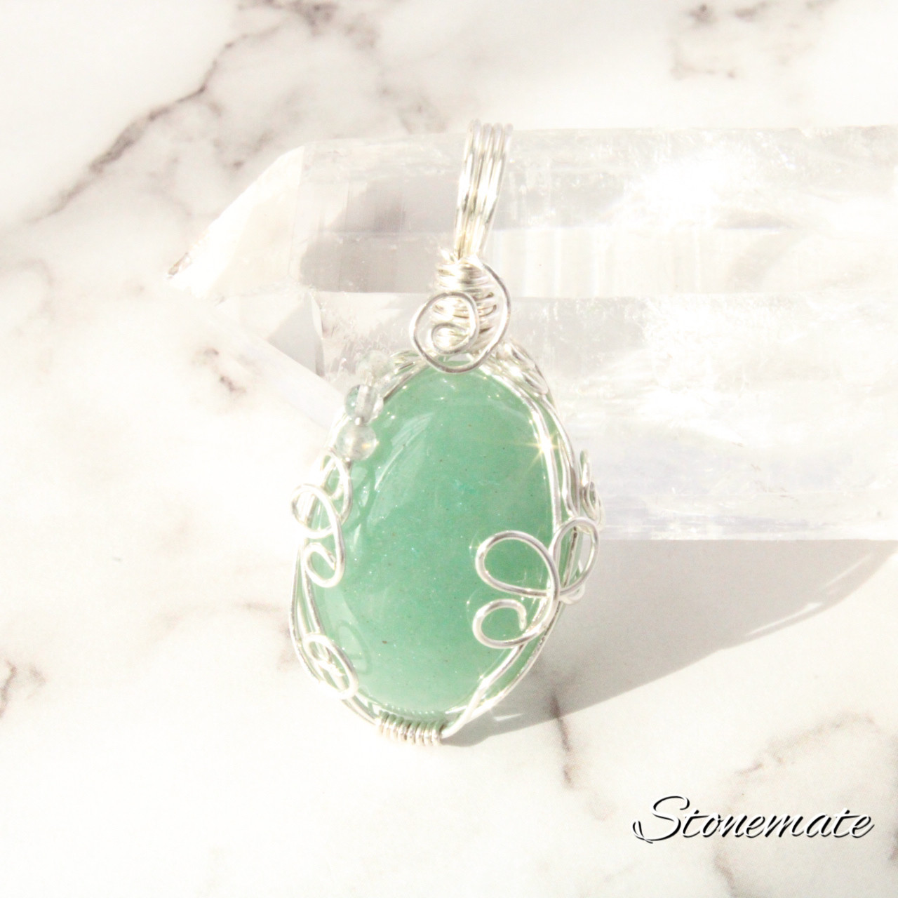 アベンチュリン　シルバ−925ワイヤージュエリー