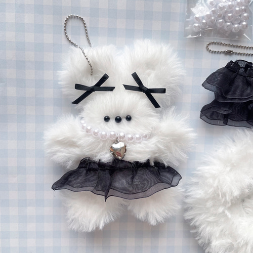 モールドールDIY手作りキット♡ホワイト×ブラック / 韓国・モール人形