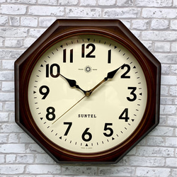 日本製 天然木 角型 レトロ掛け時計 QL696_AN 「スクエア」 掛け時計