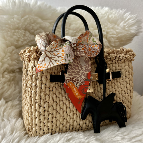 コットンラフィア カデナ フリルバーキンバッグ B25cm トート コットンラフィア カデナ フリルバーキンバッグ B25cm トート