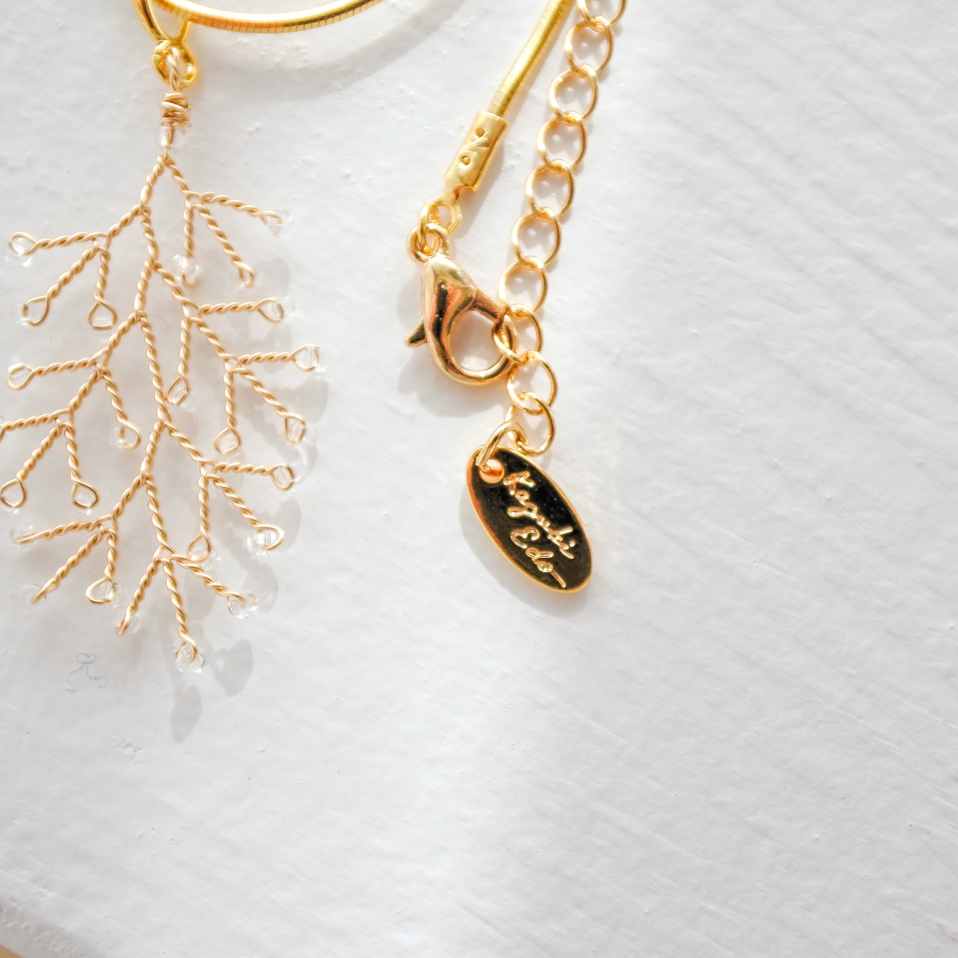 k14gf 小枝ネックレス【青時雨(小)艶消し】小枝ピアス　小枝イヤリング　ワイヤーアクセサリー