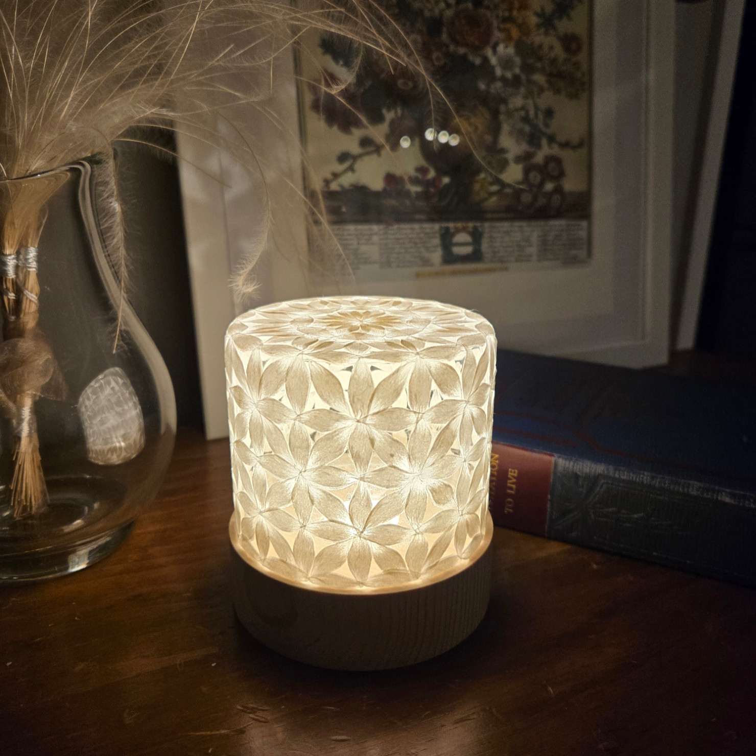 【ギフトにも喜ばれるインテリアランプ】コードレスランプ　和紙切子