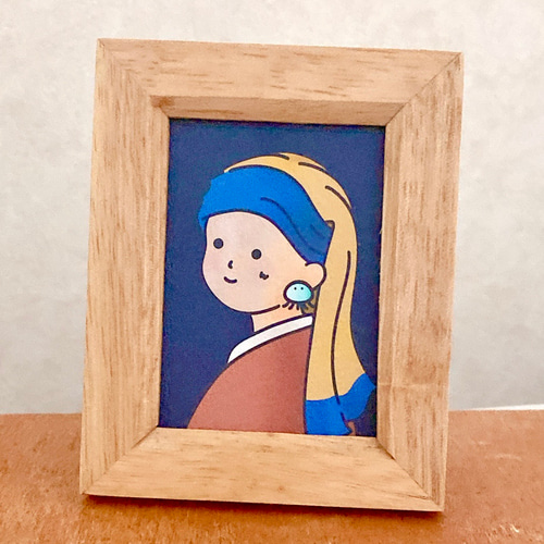 ミニ額イラスト01『クラゲの耳飾りの少女』【きのくら屋】 絵画 ころ