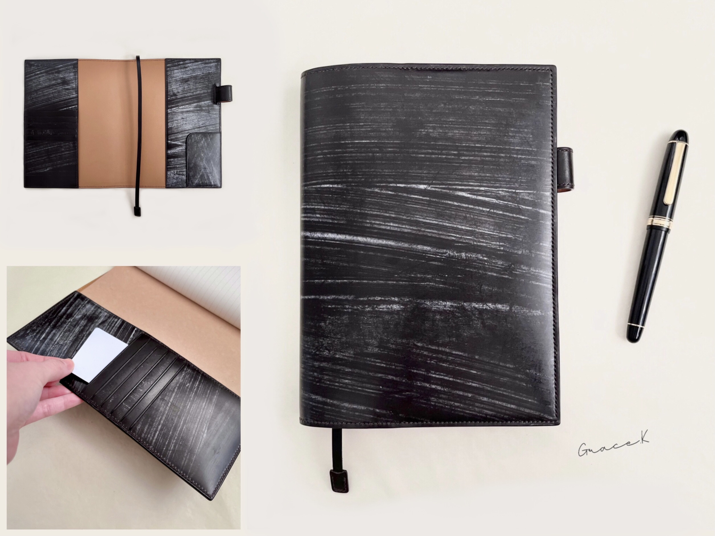 【ブライドルレザー】A5 手帳カバー　ノートカバー　ブックカバー　本革　手縫い　ブラウン　受注生産