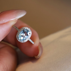 【新品】K10 リング 天然ダイヤモンド 天然アクアマリン 8号 天然ダイヤモンド付きアクアマリンリングk18 指輪・リング