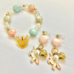 ハート キッズ イヤリング 指輪 セット フラワー 花 kids 子供 チョコ