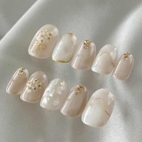 フラワーブーケ フラワーネイル ネイルチップ ブライダルネイル