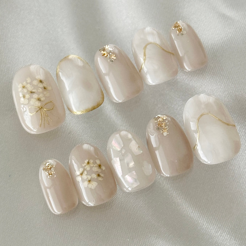 フラワーブーケ フラワーネイル ネイルチップ ブライダルネイル