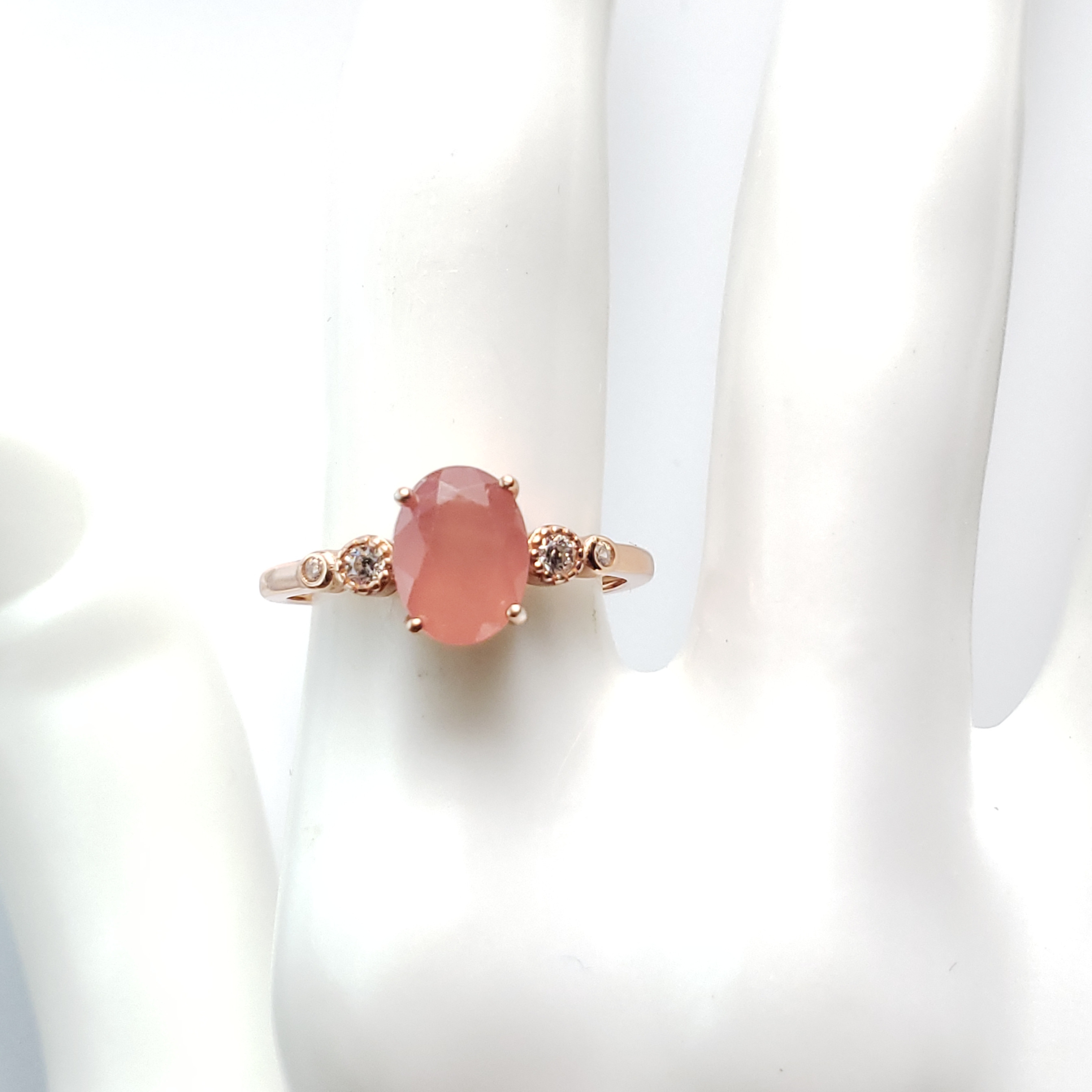 ピーチピンク　ローズゴールドリング　天然　インカローズ　ファセットカット　8ｘ6ｍｍ　◇Natural