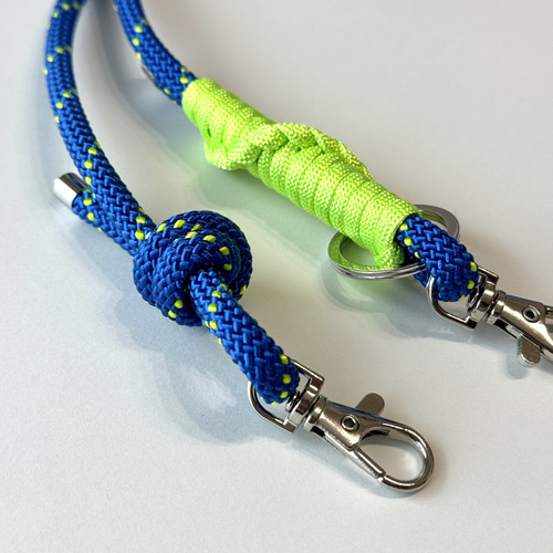 パラコード製青緑ストラップ パラコード/アウトドアコード/ショルダーストラップ/ロングストラップ