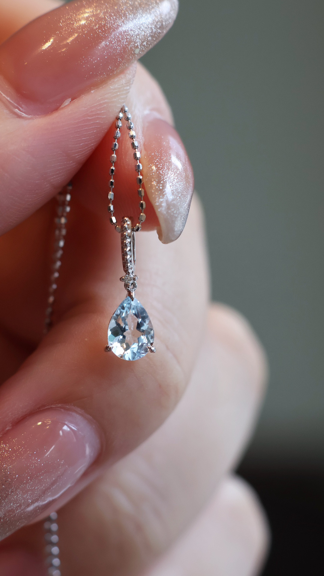 万能金具　アクアマリンペンダントトップk18