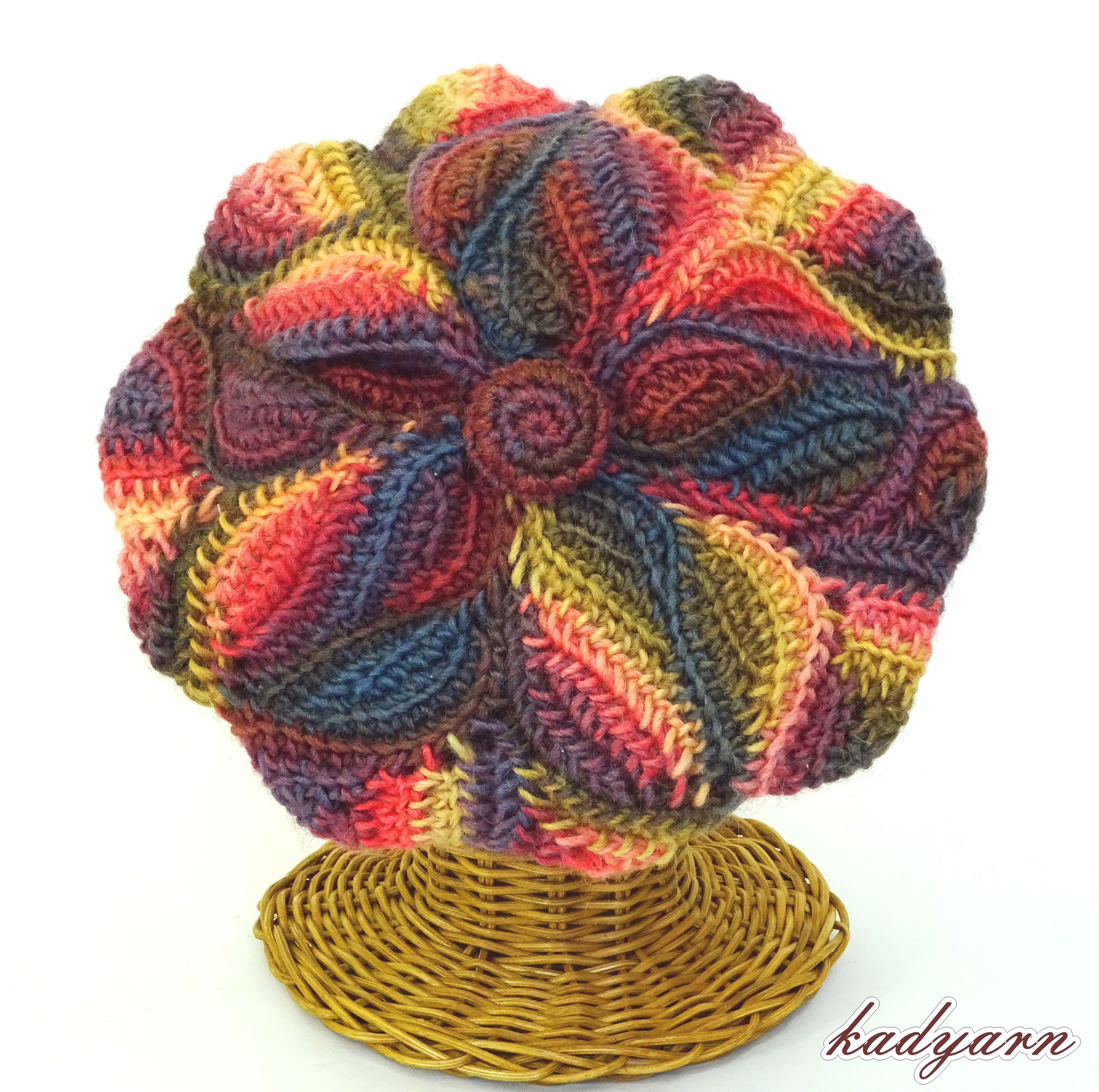 【受注生産】花びら模様のベレー帽 red&yellow