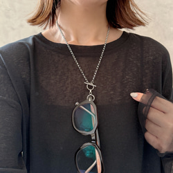 シンプルなグラスコードネックレス (シルバー)| 金属アレルギー対応