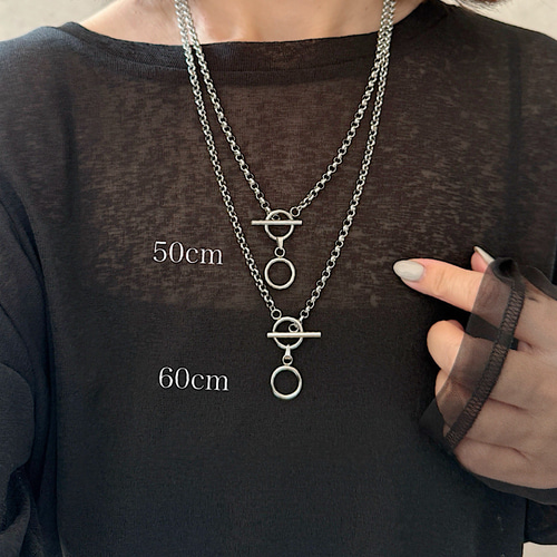 シンプルなグラスコードネックレス (シルバー)| 金属アレルギー対応