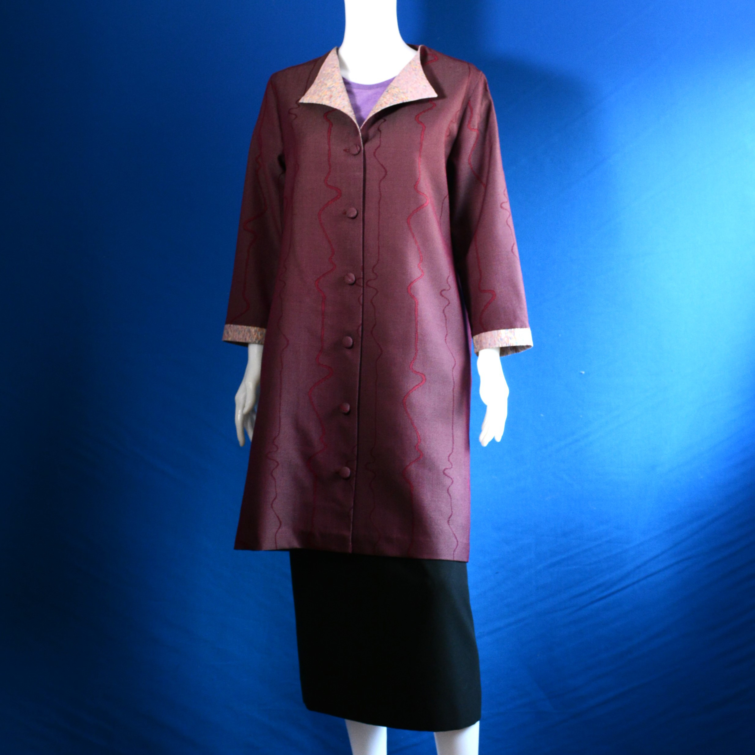 着物リメイク　コート（絹着物地 紬）裏地つき