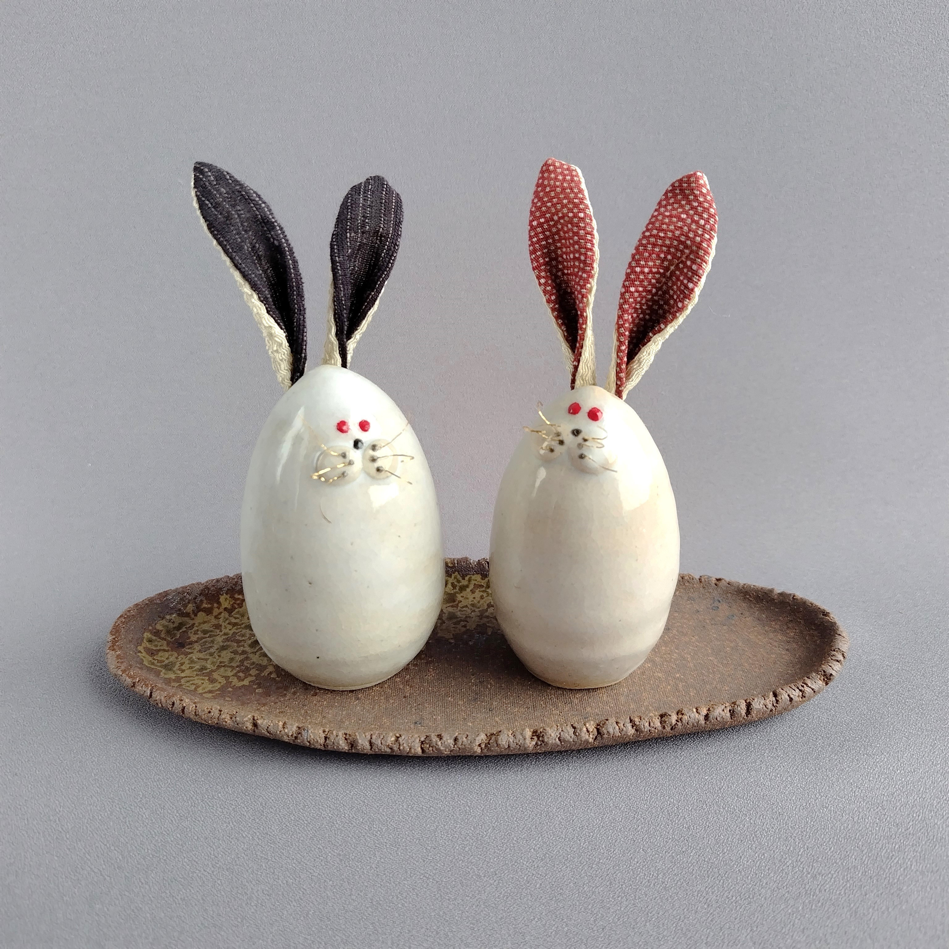 うさぎ雛　白萩釉　【商品番号：00652_A-B】