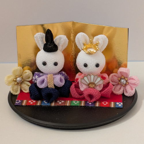 お雛様 うさぎ 初節句 ひな祭り ひな人形 ちりめん細工 花付き なずな