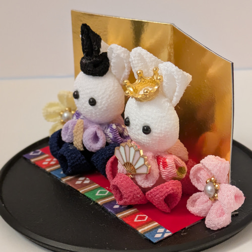 お雛様 うさぎ 初節句 ひな祭り ひな人形 ちりめん細工 花付き なずな