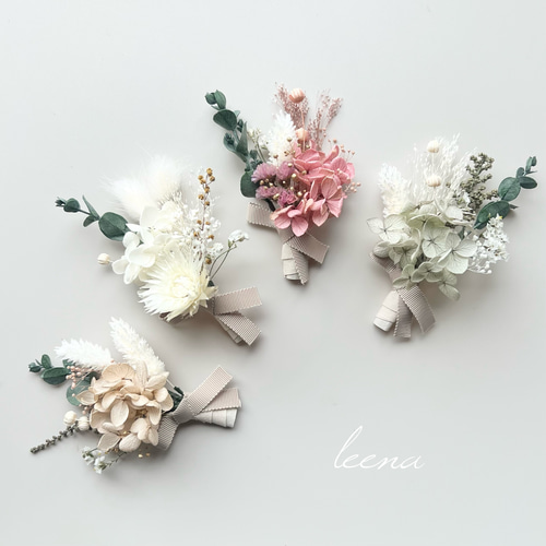 コサージュ ＊green × white＊ 2025 コサージュ leena 通販