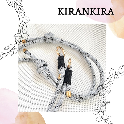 長さ調節可能＊パラコードのスマホショルダーストラップ6mm（シルバー