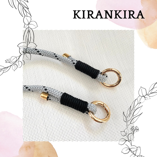 長さ調節可能＊パラコードのスマホショルダーストラップ6mm（シルバー