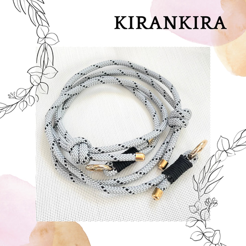 長さ調節可能＊パラコードのスマホショルダーストラップ6mm（シルバー