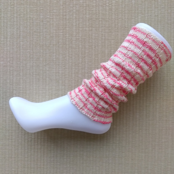 ２wayレッグウォーマー☆ピンクゼブラ色＊洗濯機OK 4枚目の画像