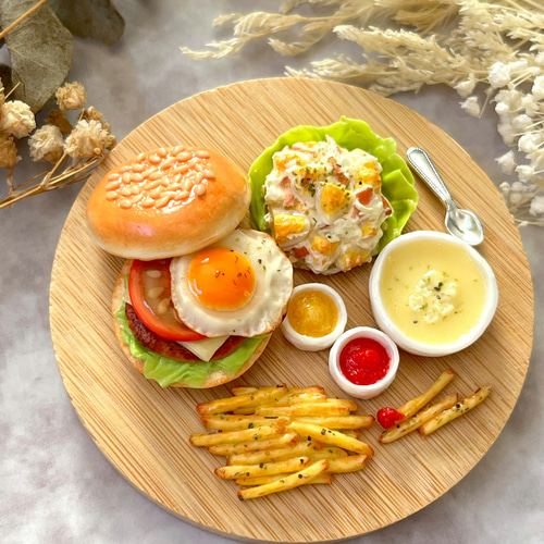 ハンバーガープレート》 コンパクトミラー フェイクフード ミニチュア