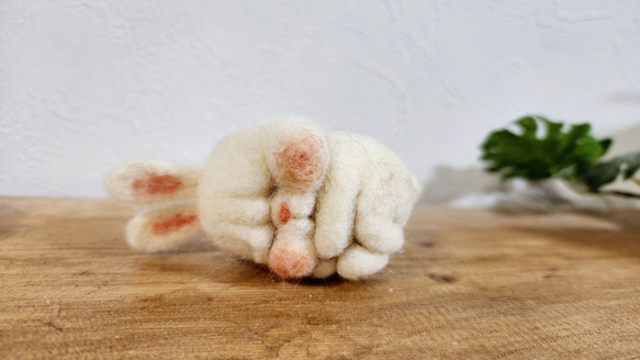 横に丸まって寝るうさぎさん 羊毛フェルト mokochico ﾓｺﾁｺ 通販