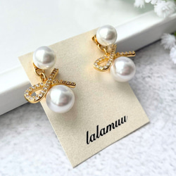 ピアス　パール　揺れる　2Way　普段使い　デイリー　オフィス　カジュアル　結婚式　上品　大ぶり　A1239 4枚目の画像