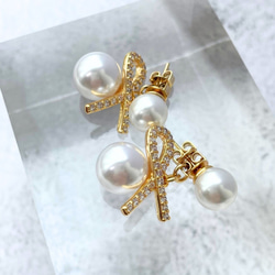 ピアス　パール　揺れる　2Way　普段使い　デイリー　オフィス　カジュアル　結婚式　上品　大ぶり　A1239 7枚目の画像