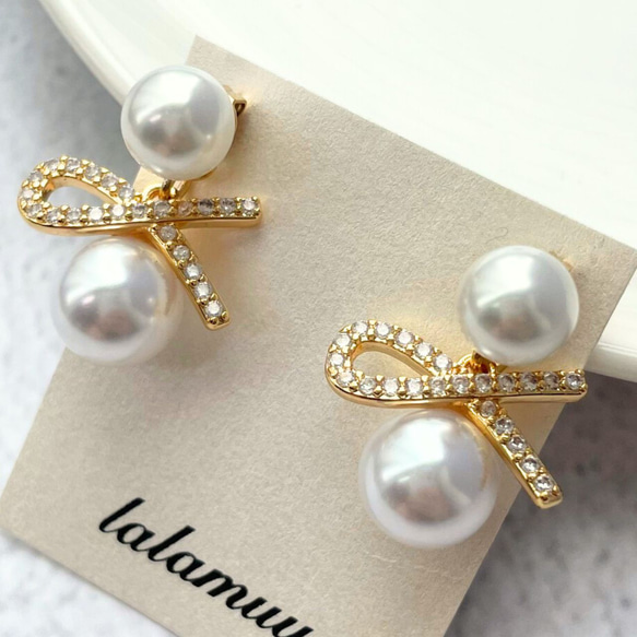 ピアス　パール　揺れる　2Way　普段使い　デイリー　オフィス　カジュアル　結婚式　上品　大ぶり　A1239 1枚目の画像