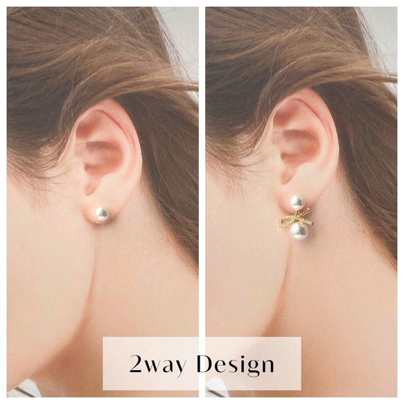 ピアス　パール　揺れる　2Way　普段使い　デイリー　オフィス　カジュアル　結婚式　上品　大ぶり　A1239 8枚目の画像
