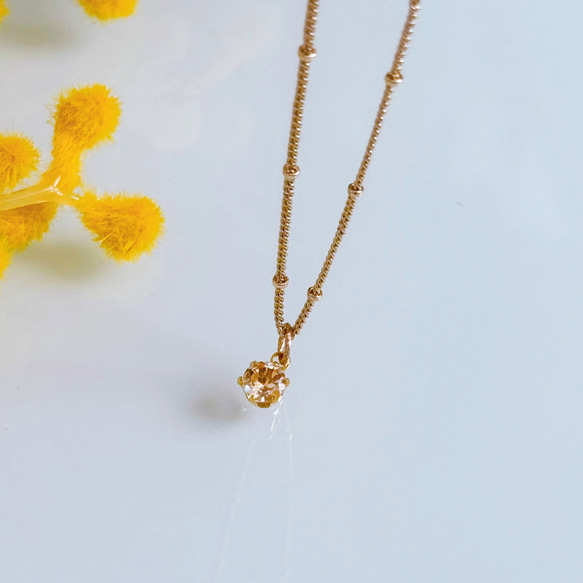 【4wayで大活躍】ミモザカラー セット 14kgf ネックレス シトリン ペリドット 春色 金属アレルギー対応 ギフト 6枚目の画像