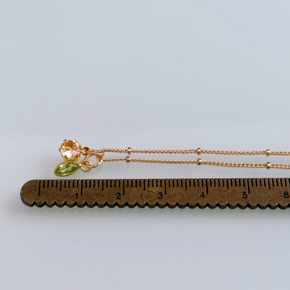 【4wayで大活躍】ミモザカラー セット 14kgf ネックレス シトリン ペリドット 春色 金属アレルギー対応 ギフト 14枚目の画像