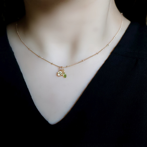 【4wayで大活躍】ミモザカラー セット 14kgf ネックレス シトリン ペリドット 春色 金属アレルギー対応 ギフト 2枚目の画像