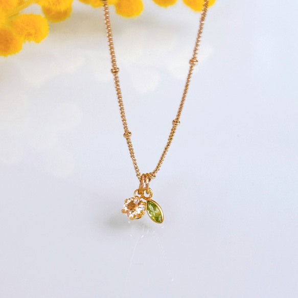 【4wayで大活躍】ミモザカラー セット 14kgf ネックレス シトリン ペリドット 春色 金属アレルギー対応 ギフト 5枚目の画像