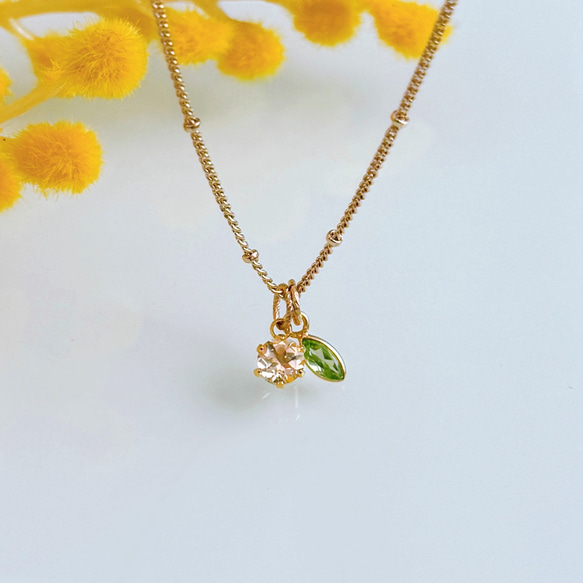 【4wayで大活躍】ミモザカラー セット 14kgf ネックレス シトリン ペリドット 春色 金属アレルギー対応 ギフト 3枚目の画像