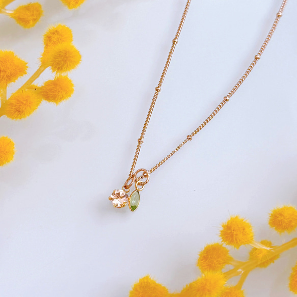 【4wayで大活躍】ミモザカラー セット 14kgf ネックレス シトリン ペリドット 春色 金属アレルギー対応 ギフト 1枚目の画像
